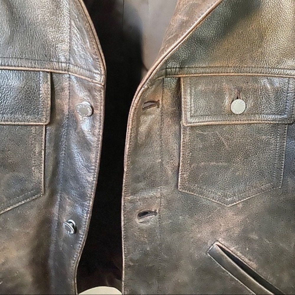Genuine All Leather Trucker Moto Jacket - Picture 2 of 6